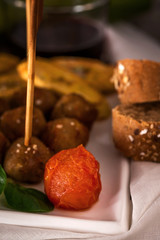 Meatloaf with fried banana