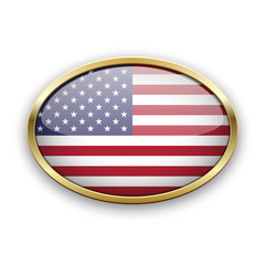 US flag in golden frame