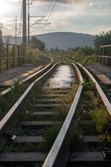railway tracks at sunset © mkarpiel