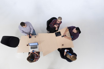 aerial view of business people group on meeting - Powered by Adobe