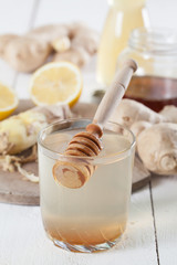 Ginger drink with honey and lemon