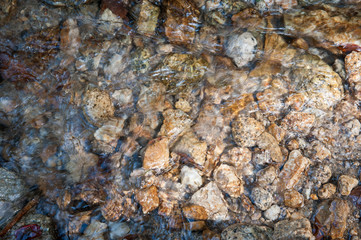 Closed up of water flow with rock in a river.