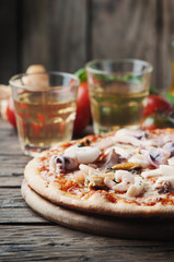 Italian traditional pizza with seafood