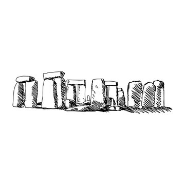 illustration vector doodle hand drawn of sketch stonehenge isola