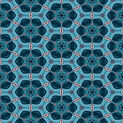 Seamless kaleidoscopic pattern in blue and red 4