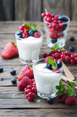 Healthy yougurt with mix of berry