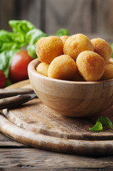 Traditional italian fried balls of mozzarella