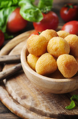 Traditional italian fried balls of mozzarella