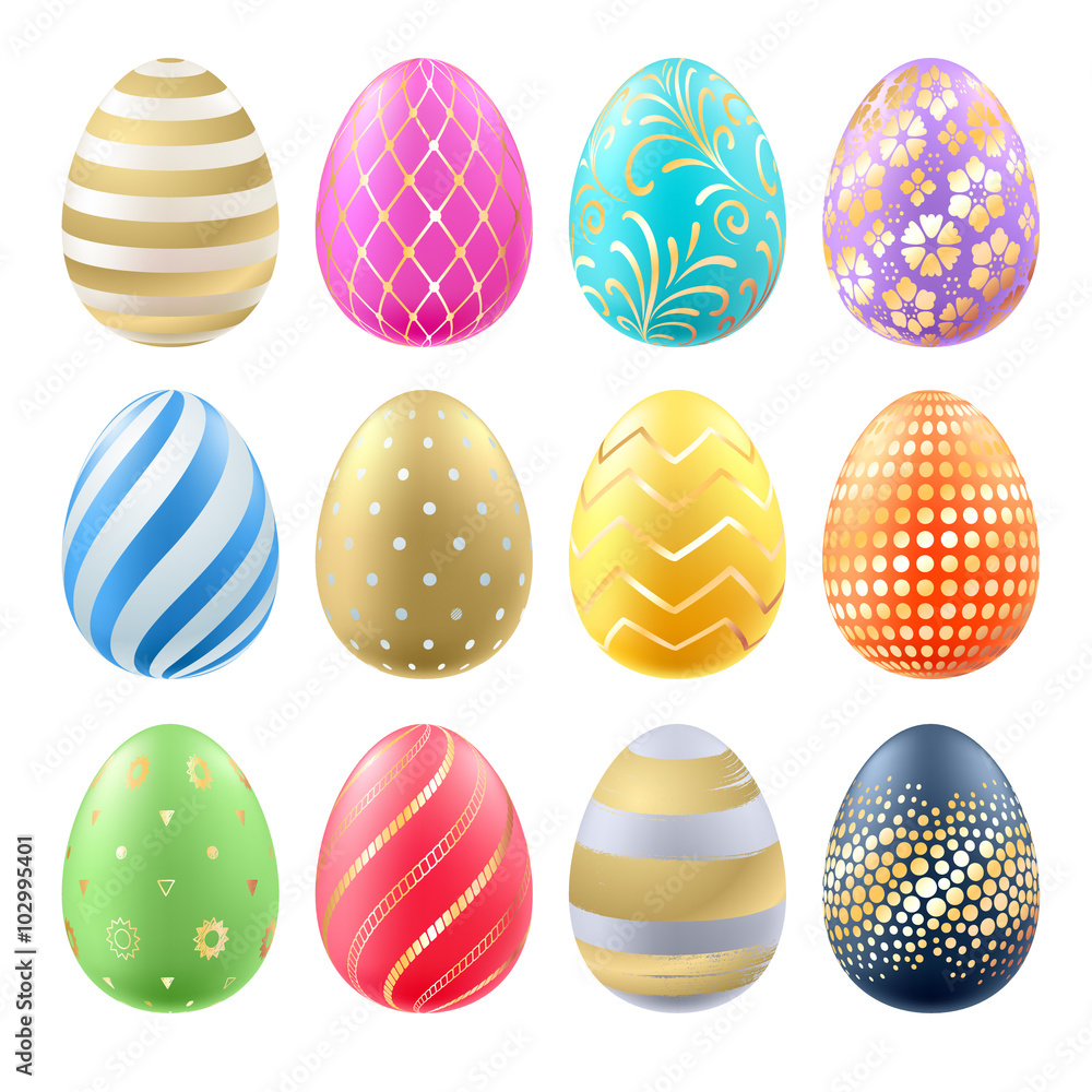 Canvas Prints set of colorful easter eggs in bright colors.