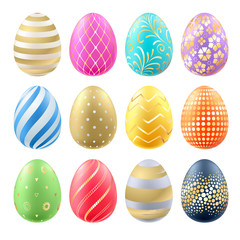 Set of colorful Easter eggs in bright colors.