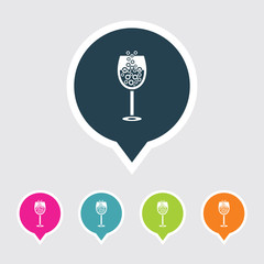 Very Useful Editable Drink glass Icon on Different Colored Pointer Shape. Eps-10.