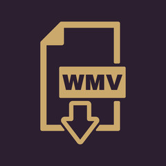 The WMV icon. Video file format symbol. Flat