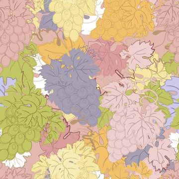 Vector repeating pattern with grapes abstract colors.