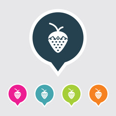 Very Useful Editable Strawberry Icon on Different Colored Pointer Shape. Eps-10.