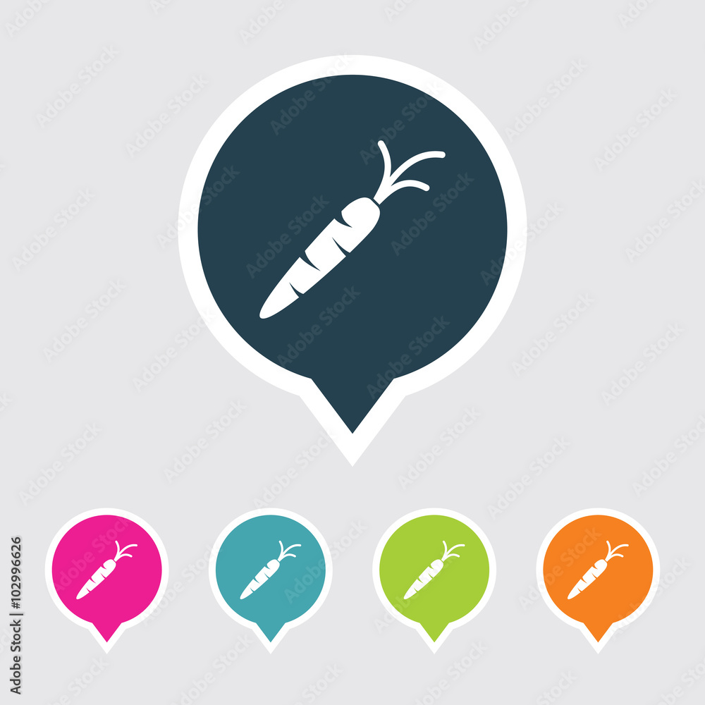 Poster very useful editable carrot icon on different colored pointer shape. eps-10.
