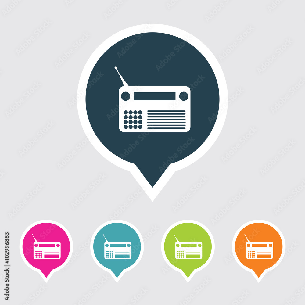Poster very useful editable radio icon on different colored pointer shape. eps-10.