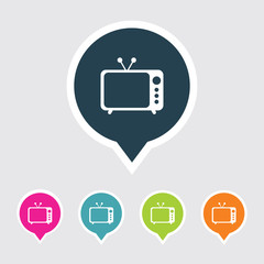 Very Useful Editable Television Icon on Different Colored Pointer Shape. Eps-10.