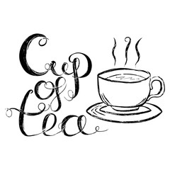 Cup Of Tea Lettering Vector Illustration