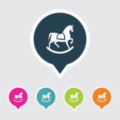 Obraz premium Very Useful Editable Toy Horse Icon on Different Colored Pointer Shape. Eps-10.
