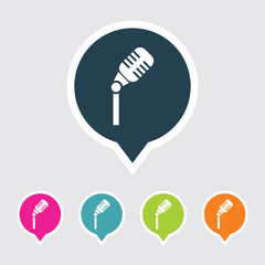 Very Useful Editable Microphone Icon on Different Colored Pointer Shape. Eps-10.