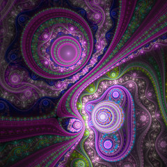 Vivid colorful fractal lace, digital artwork for creative graphic design