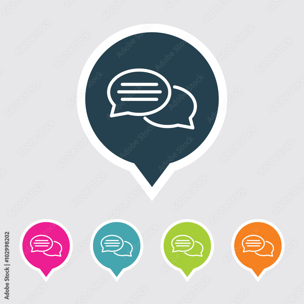 Poster icon of comments in multi color circle & square shape. eps-10.