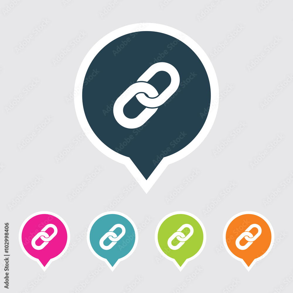 Poster icon of link in multi color circle & square shape. eps-10.