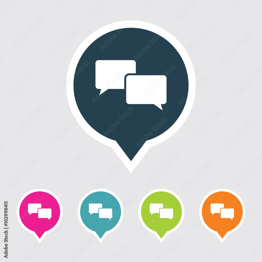 Poster icon of comments in multi color circle & square shape. eps-10.