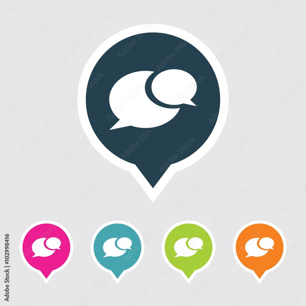 Poster icon of comments in multi color circle & square shape. eps-10.