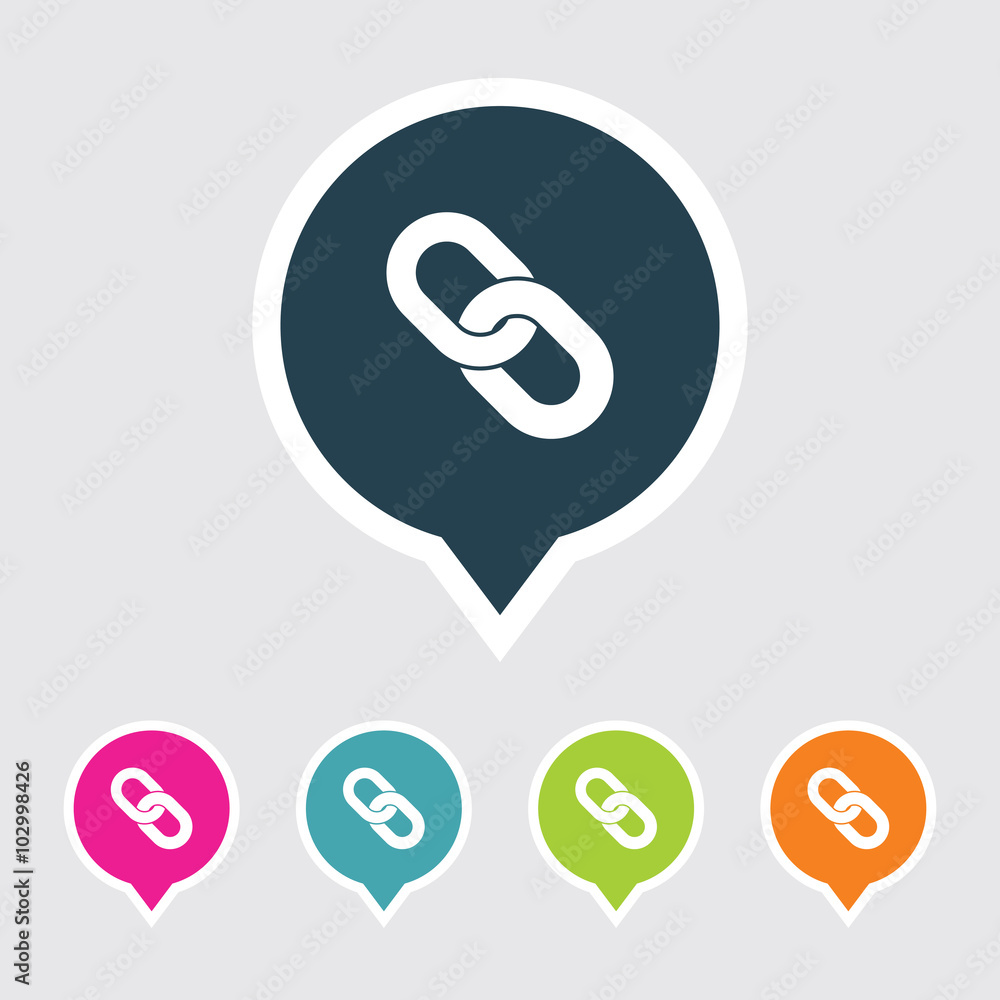 Poster icon of link in multi color circle & square shape. eps-10.