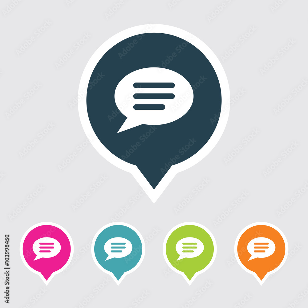 Poster icon of comments in multi color circle & square shape. eps-10.