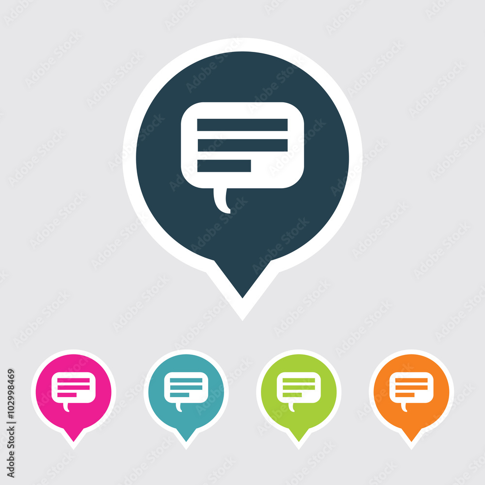 Poster icon of comments in multi color circle & square shape. eps-10.