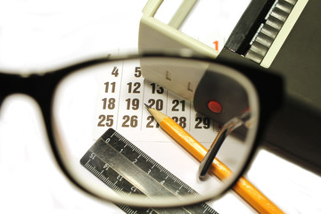 Desktop through the eyepiece on white background