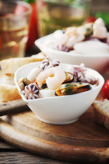 Seafood salad with white wine