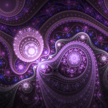Violet lacy fractal pattern, digital artwork for creative graphic design