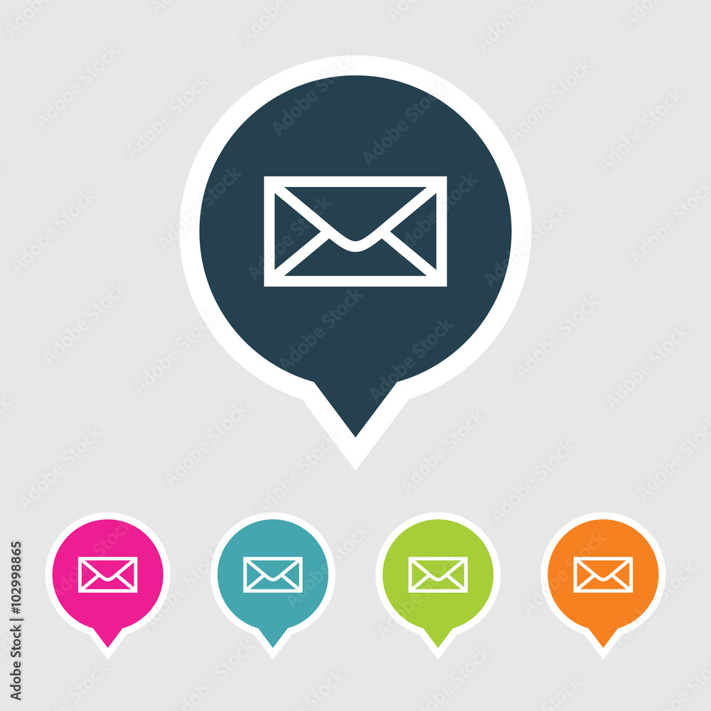 Poster icon of mail or envelope in multi color circle & square shape. eps-10.