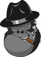 Naklejka premium Monkey with a cigar