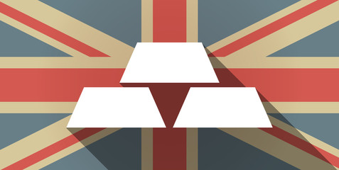 Long shadow UK flag icon with three gold bullions
