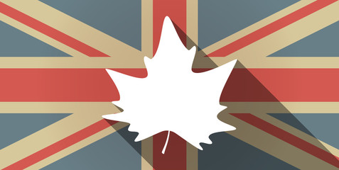 Long shadow UK flag icon with an autumn leaf tree