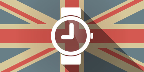 Long shadow UK flag icon with a wrist watch