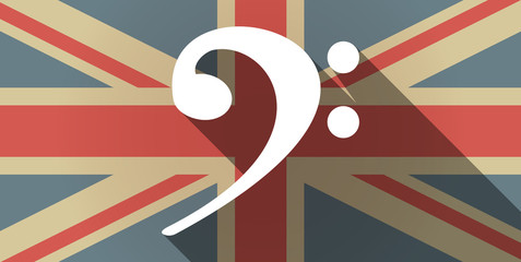 Long shadow UK flag icon with an F clef