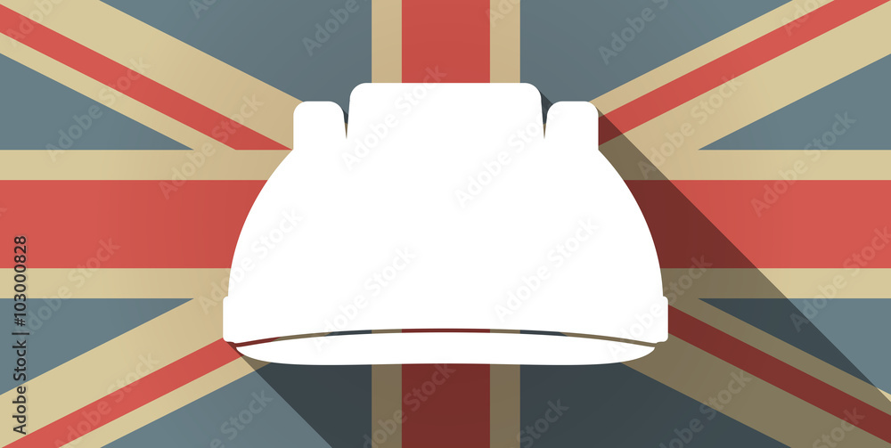 Canvas Prints Long shadow UK flag icon with a work helmet