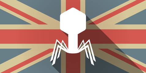 Long shadow UK flag icon with a virus