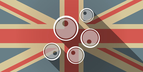 Long shadow UK flag icon with oocytes