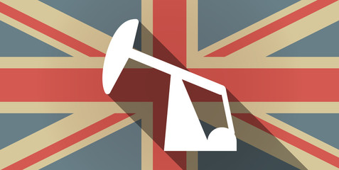 Long shadow UK flag icon with a horsehead pump