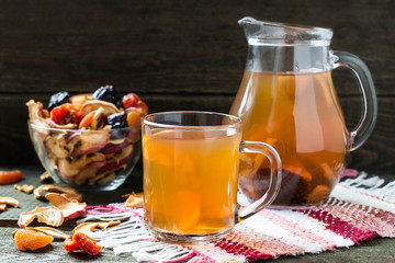 Compote of dried fruits and assorted dried fruits in bowl