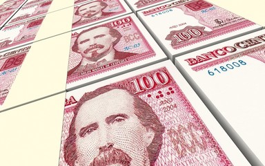 Cuban pesos bills stacks background. Computer generated 3D photo rendering.