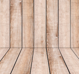 Wooden desk perspective room.