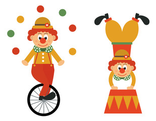 clown on a bike and funny clown