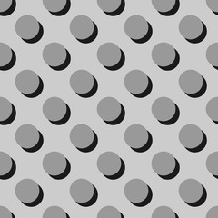 Tile grey vector pattern or background with big polka dots with shadow